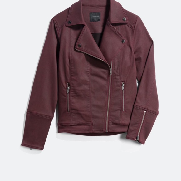 EUC Liverpool Bradford Moto Coated Denim Jacket Size Small - Picture 2 of 3